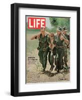 Wounded US Marine Helped to Safety by his Buddies During Fight with Viet Cong, July 2, 1965-Bill Eppridge-Framed Photographic Print