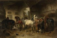 Interior of a Stable with Horses and Figures-Wouter Verschuur-Art Print