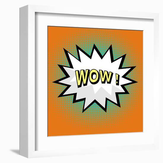 Wow! Comic Speech Bubble in Pop Art Style-PiXXart-Framed Art Print