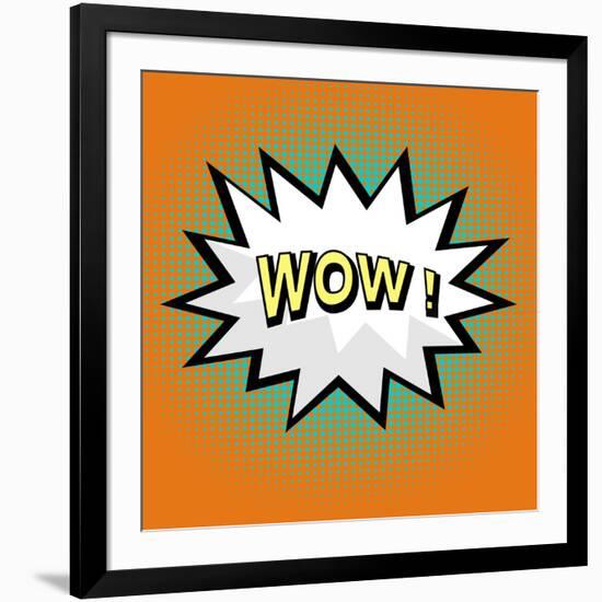 Wow! Comic Speech Bubble in Pop Art Style-PiXXart-Framed Art Print