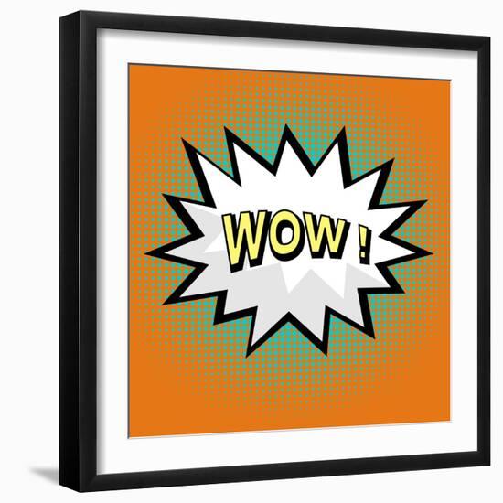 Wow! Comic Speech Bubble in Pop Art Style-PiXXart-Framed Art Print