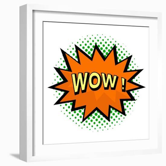 Wow! Comic Speech Bubble in Pop Art Style-PiXXart-Framed Art Print