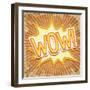 Wow Icon on Pattern with Retro Rays-caesart-Framed Art Print