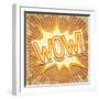 Wow Icon on Pattern with Retro Rays-caesart-Framed Art Print