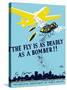 Wpa Propaganda Poster of a Bomber Plane and a Fly Dropping Germs-null-Stretched Canvas