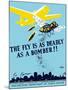 Wpa Propaganda Poster of a Bomber Plane and a Fly Dropping Germs-null-Mounted Art Print