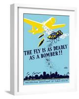 Wpa Propaganda Poster of a Bomber Plane and a Fly Dropping Germs-null-Framed Art Print
