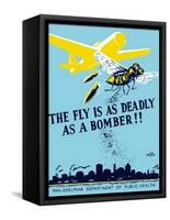 Wpa Propaganda Poster of a Bomber Plane and a Fly Dropping Germs-null-Framed Stretched Canvas