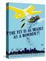 Wpa Propaganda Poster of a Bomber Plane and a Fly Dropping Germs-null-Stretched Canvas