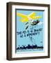 Wpa Propaganda Poster of a Bomber Plane and a Fly Dropping Germs-null-Framed Art Print