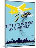 Wpa Propaganda Poster of a Bomber Plane and a Fly Dropping Germs-null-Mounted Art Print