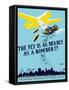 Wpa Propaganda Poster of a Bomber Plane and a Fly Dropping Germs-null-Framed Stretched Canvas