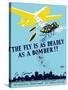 Wpa Propaganda Poster of a Bomber Plane and a Fly Dropping Germs-null-Stretched Canvas