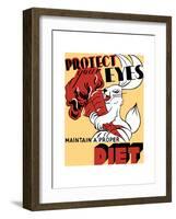 Wpa Propaganda Poster of a Cartoon Rabbit Holding Two Large Carrots-null-Framed Art Print