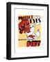 Wpa Propaganda Poster of a Cartoon Rabbit Holding Two Large Carrots-null-Framed Art Print