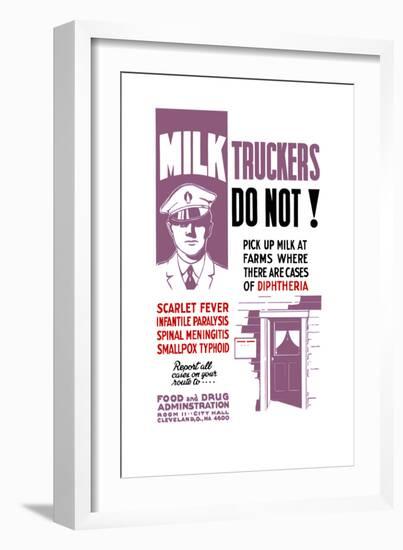 Wpa Propaganda Poster of a Milk Truck Driver and the Doorway of a House-null-Framed Art Print