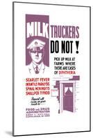 Wpa Propaganda Poster of a Milk Truck Driver and the Doorway of a House-null-Mounted Art Print