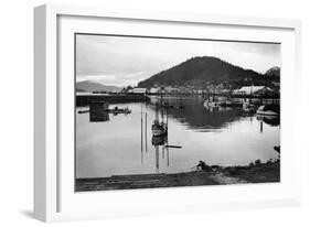 Wrangell, Alaska Town View of Fishing Boats Photograph - Wrangell, AK-Lantern Press-Framed Art Print