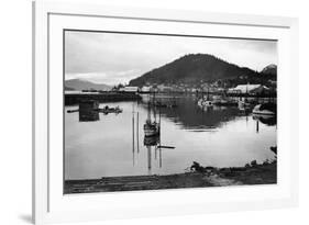 Wrangell, Alaska Town View of Fishing Boats Photograph - Wrangell, AK-Lantern Press-Framed Premium Giclee Print