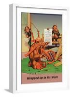 Wrapped Up in His Work-Lawson Wood-Framed Art Print