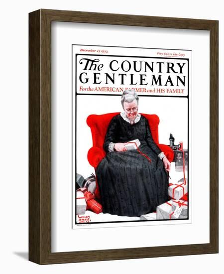"Wrapping Presents," Country Gentleman Cover, December 15, 1923-WM. Hoople-Framed Giclee Print