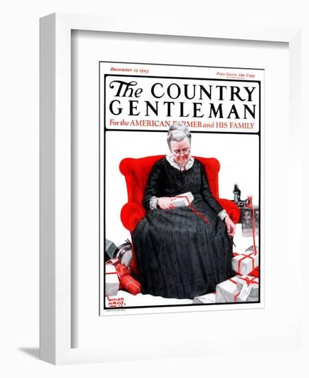 "Wrapping Presents," Country Gentleman Cover, December 15, 1923-WM. Hoople-Framed Giclee Print