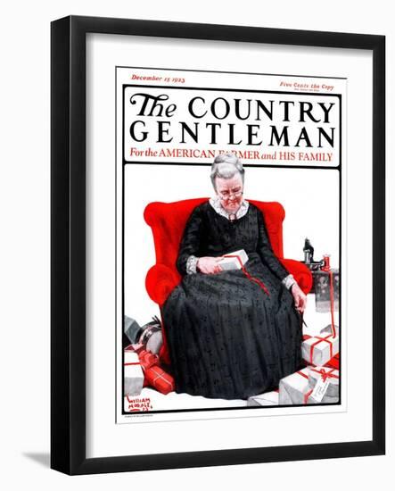 "Wrapping Presents," Country Gentleman Cover, December 15, 1923-WM. Hoople-Framed Giclee Print