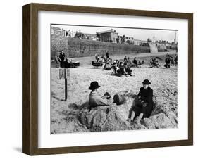 Wrapping Up Against the Cold on Blackpool Beach-Ian Smith-Framed Photographic Print