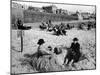 Wrapping Up Against the Cold on Blackpool Beach-Ian Smith-Mounted Photographic Print