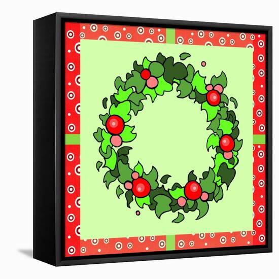 Wreath Green-Valarie Wade-Framed Stretched Canvas