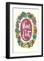 Wreath of Bottles and Grapes-null-Framed Art Print