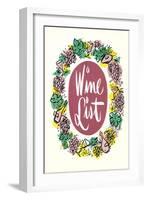 Wreath of Bottles and Grapes-null-Framed Art Print