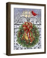 Wreath on Gate with Red Robbon-MAKIKO-Framed Giclee Print