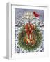 Wreath on Gate with Red Robbon-MAKIKO-Framed Giclee Print