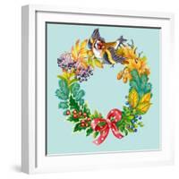 Wreath with Bird-Olga Kovaleva-Framed Giclee Print