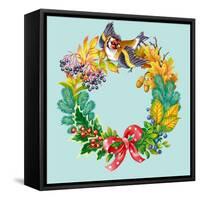 Wreath with Bird-Olga Kovaleva-Framed Stretched Canvas