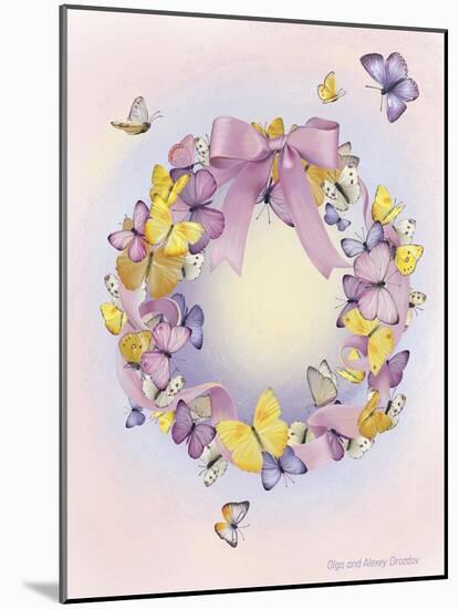 Wreath With Butterflies-Olga And Alexey Drozdov-Mounted Premium Giclee Print