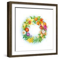 Wreath with Dried Flowers-Olga Kovaleva-Framed Giclee Print