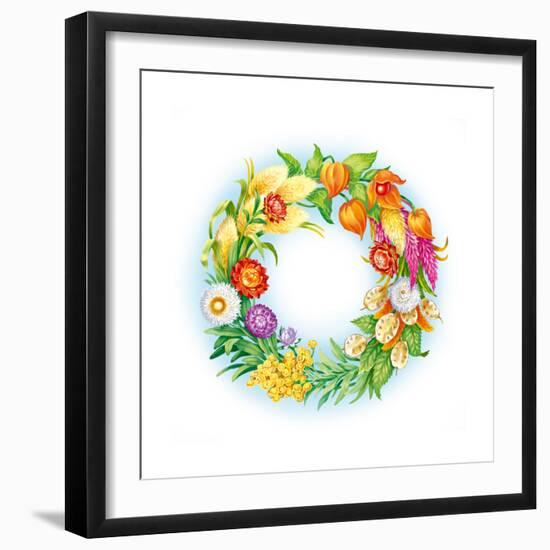 Wreath with Dried Flowers-Olga Kovaleva-Framed Giclee Print