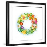 Wreath with Dried Flowers-Olga Kovaleva-Framed Giclee Print