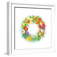 Wreath with Dried Flowers-Olga Kovaleva-Framed Giclee Print