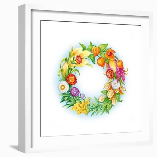 Wreath with Dried Flowers-Olga Kovaleva-Framed Giclee Print