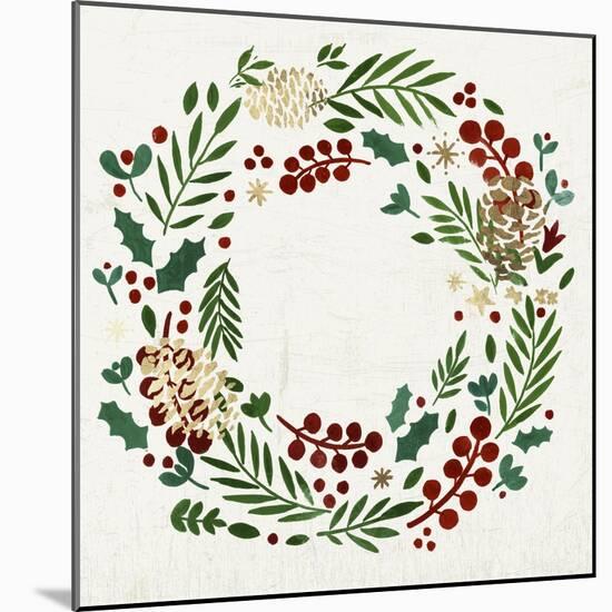 Wreath with Pinecones-PI Studio-Mounted Art Print