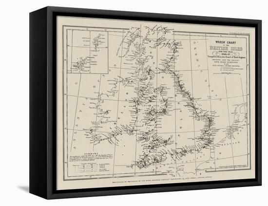 Wreck Chart of the British Isles-null-Framed Stretched Canvas