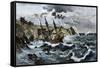 Wreck of Columbus's Flagship Santa Maria on the Coast of Hispaniola, c.1492-null-Framed Stretched Canvas