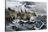 Wreck of Columbus's Flagship Santa Maria on the Coast of Hispaniola, c.1492-null-Stretched Canvas