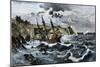 Wreck of Columbus's Flagship Santa Maria on the Coast of Hispaniola, c.1492-null-Mounted Giclee Print