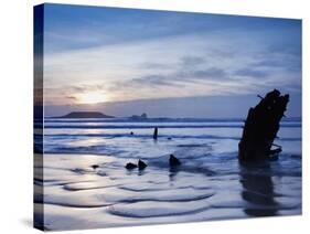 Wreck of Helvetia, Worms Head, Rhossili Bay, Gower, West Wales, Wales, United Kingdom, Europe-Billy Stock-Stretched Canvas