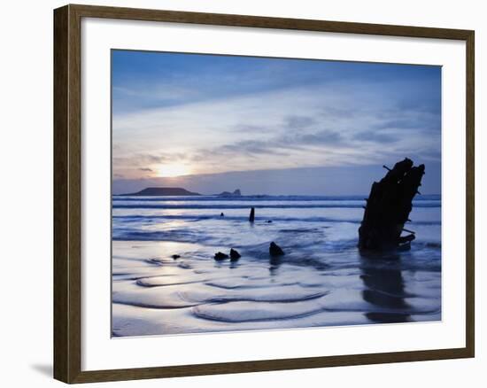 Wreck of Helvetia, Worms Head, Rhossili Bay, Gower, West Wales, Wales, United Kingdom, Europe-Billy Stock-Framed Photographic Print