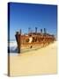 Wreck of the Maheno, Seventy Five Mile Beach, Fraser Island, Queensland, Australia-David Wall-Stretched Canvas